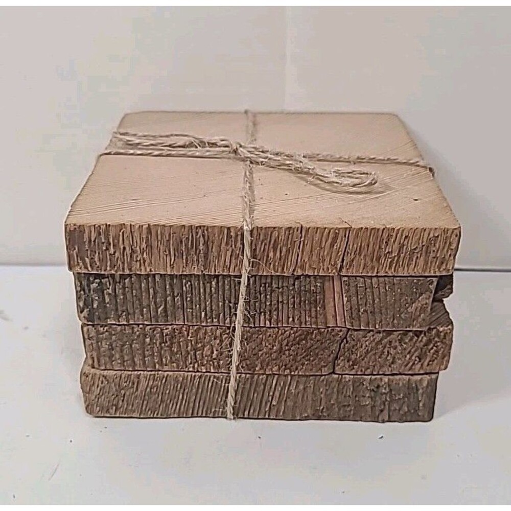 Handmade Set Of 4 Rustic 4"x4" Wooden  Drink Coasters